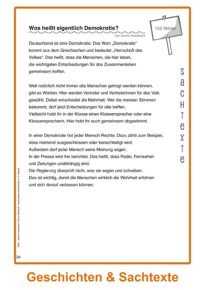 Weitere Ansicht: Lesetandems Demokratie 3./4. Klasse | Janina Haselbach, Gloria Willhardt