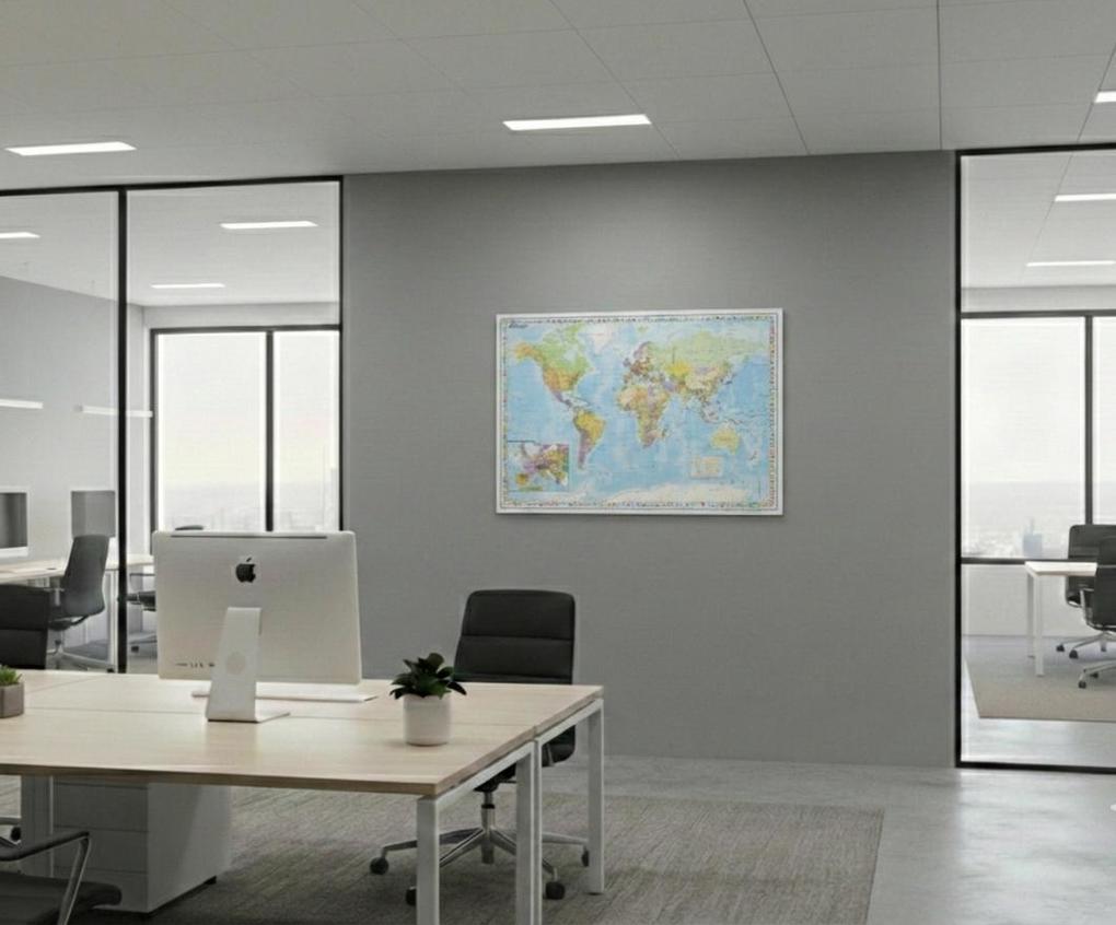 Weitere Ansicht: Weltkarte mit Ausschnitt Zentraleuropa zum Pinnen auf EasyPrint - Platte mit Wandhalterung | Heinrich Stiefel