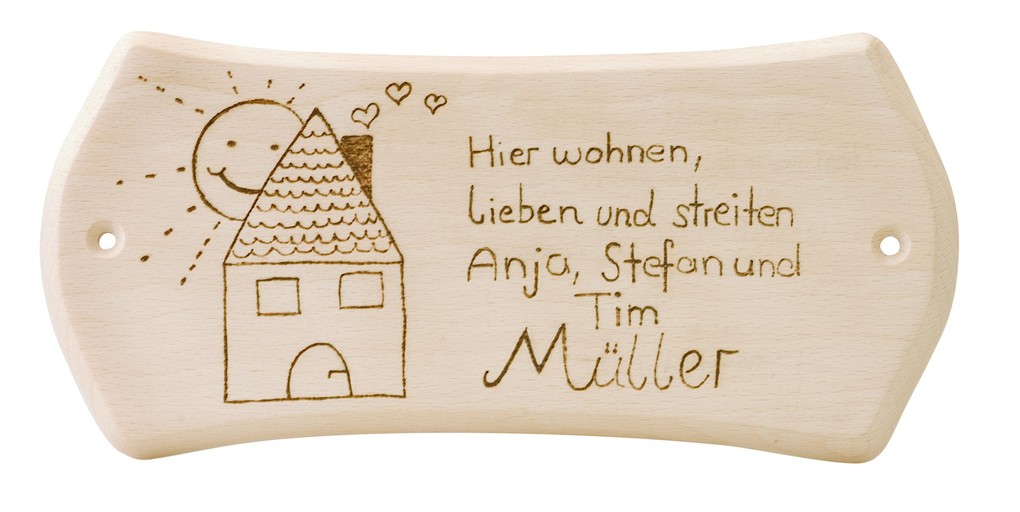 Weitere Ansicht: PEBARO TUES2 - Türschilder Holz, 3 Stück, Größe 22x10,5 cm, Brandmalerei