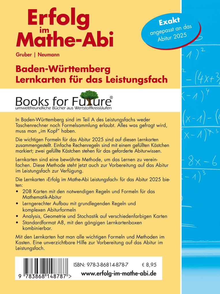 Weitere Ansicht: Erfolg im Mathe-Abi 2025, 208 Lernkarten Leistungsfach Allgemeinbildendes Gymnasium Baden-Württemberg | Helmut Gruber, Robert Neumann