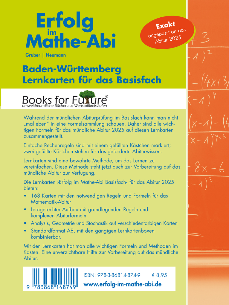 Weitere Ansicht: Erfolg im Mathe-Abi 2025, 168 Lernkarten Basisfach Allgemeinbildendes Gymnasium Baden-Württemberg | Helmut Gruber, Robert Neumann