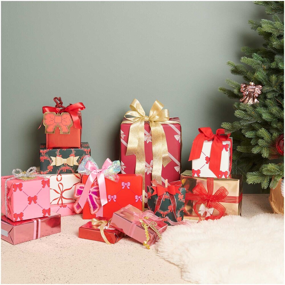 Weitere Ansicht: Geschenkpapier Pixel Schleifen, Rot, FSC MIX