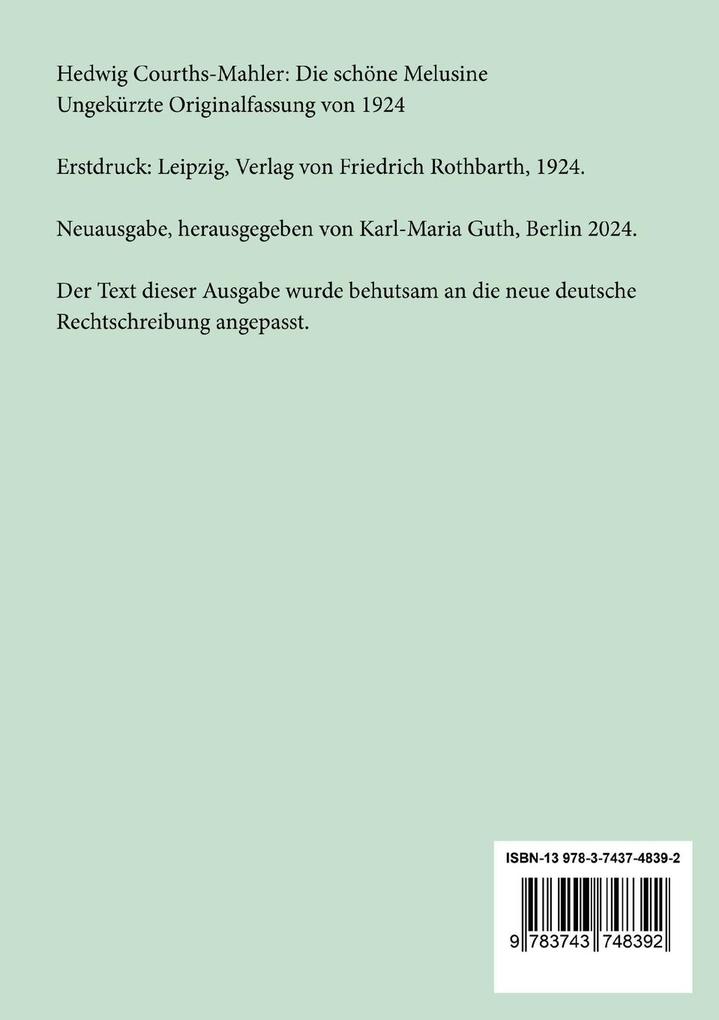 Weitere Ansicht: Die schöne Melusine | Hedwig Courths-Mahler