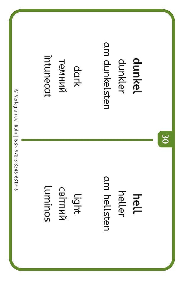 Weitere Ansicht: Adjektive - Deutsch, Englisch, Ukrainisch und Rumänisch