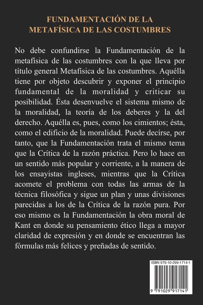 Weitere Ansicht: Fundamentación de la metafísica de las costumbres | Immanuel Kant