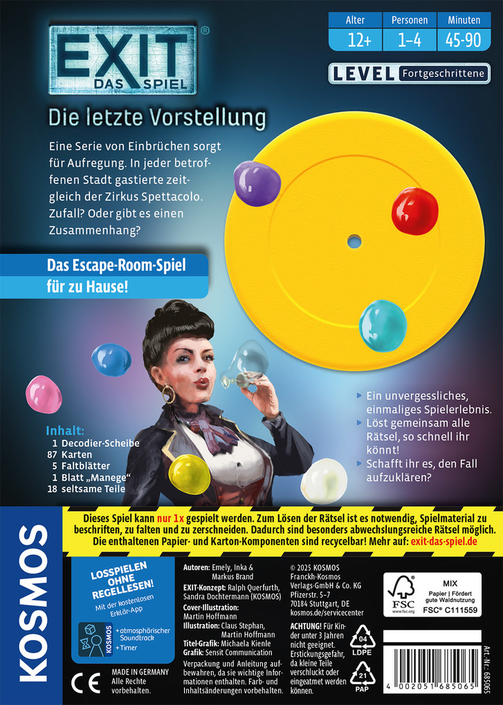 Weitere Ansicht: EXIT® - Das Spiel: Die letzte Vorstellung | Inka Brand, Markus Brand, Emely Brand