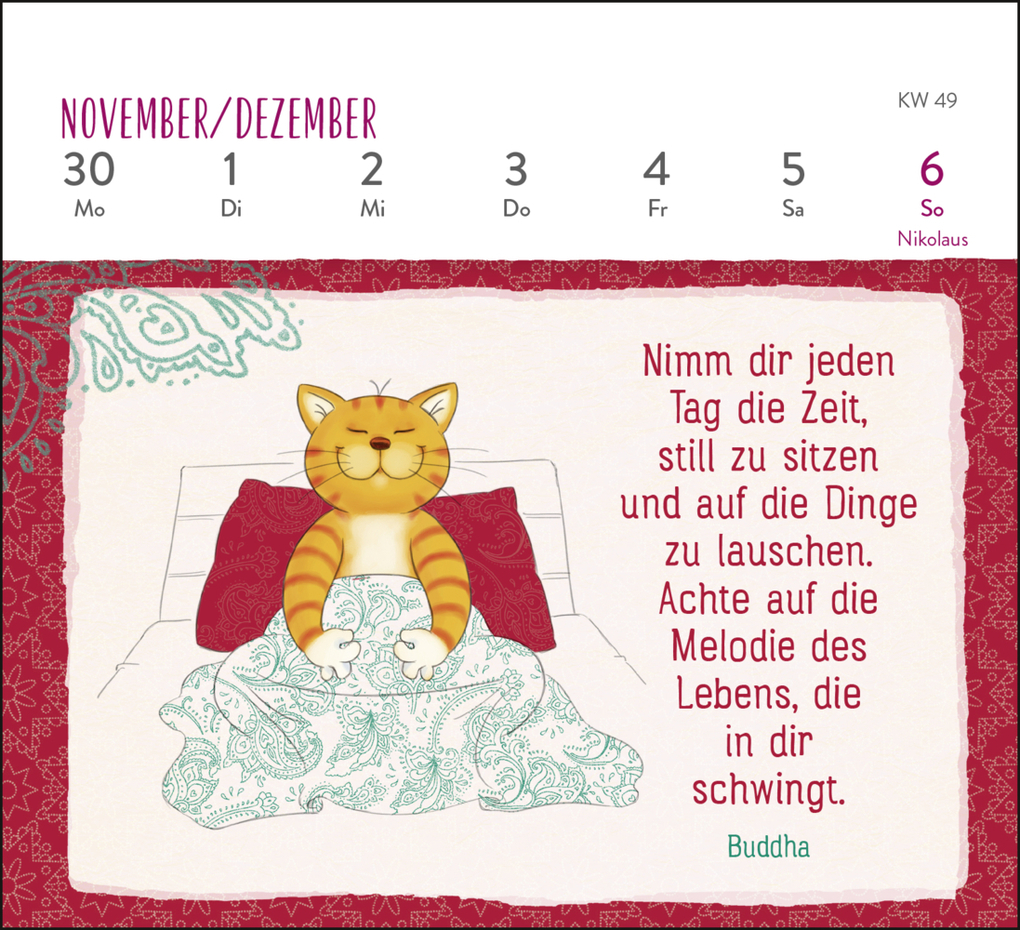 Weitere Ansicht: Mini-Wochenkalender 2026: Weisheiten der Om-Katze