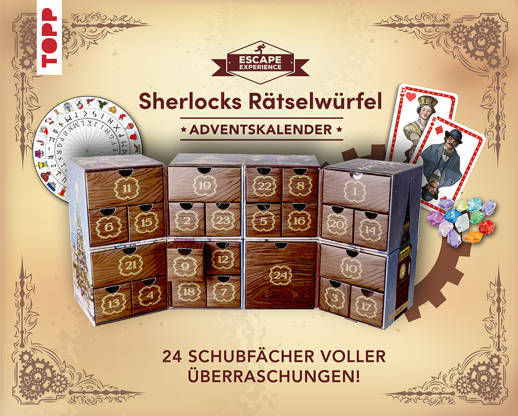 Weitere Ansicht: Escape Experience Adventskalender - Der magische Rätselwürfel: Sherlock Holmes und das mysteriöse Geschenk | Frida Schauff, Anna-Laura Dietrich