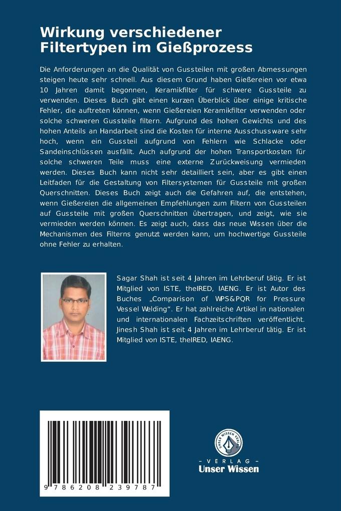 Weitere Ansicht: Wirkung verschiedener Filtertypen im Gießprozess | Sagar Shah, Jinesh Shah, Nikunj Patel