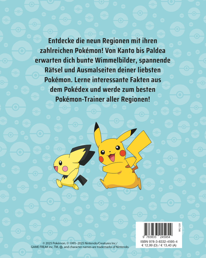 Weitere Ansicht: Pokémon: Willkommen in den neun Regionen! - Suchen - Rätseln - Ausmalen | Panini, Pokémon