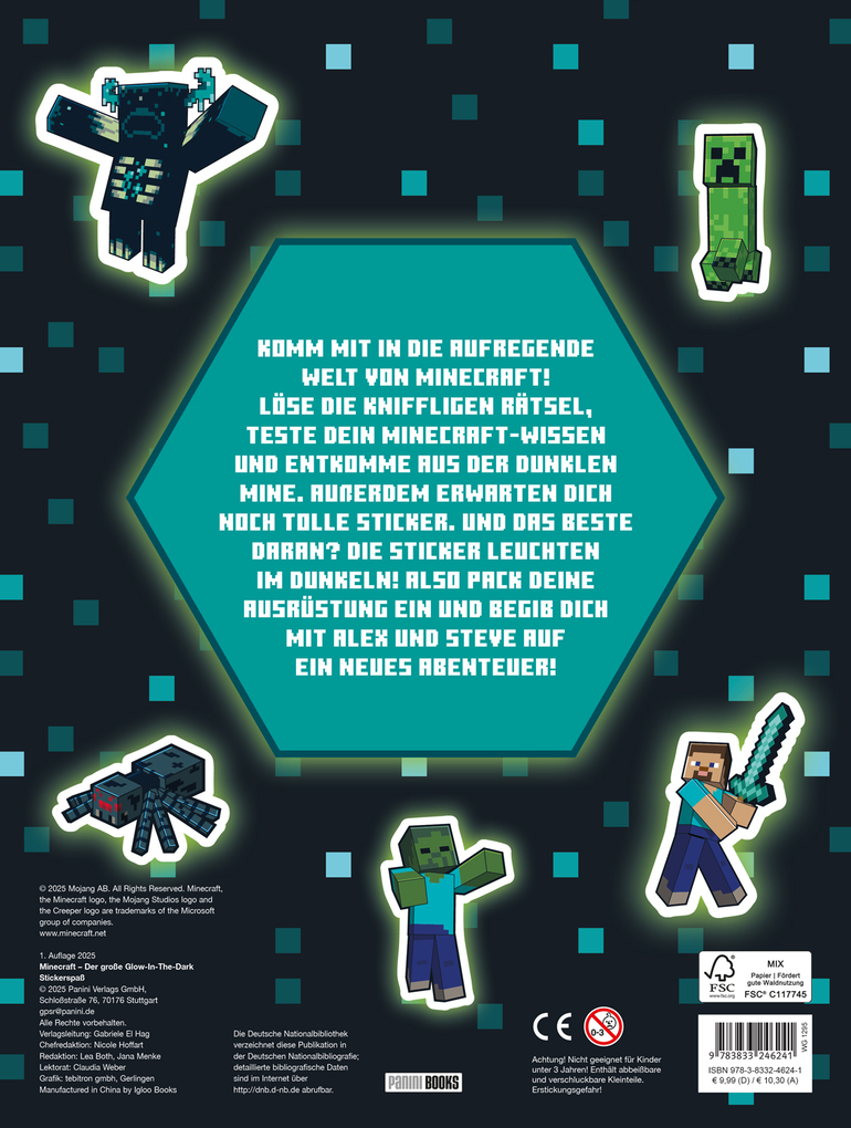Weitere Ansicht: Minecraft: Der große Glow-in-the-Dark Stickerspaß: Stickern - Rätseln - Ausmalen | Panini
