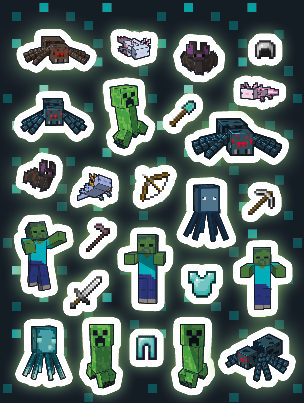 Weitere Ansicht: Minecraft: Der große Glow-in-the-Dark Stickerspaß: Stickern - Rätseln - Ausmalen | Panini