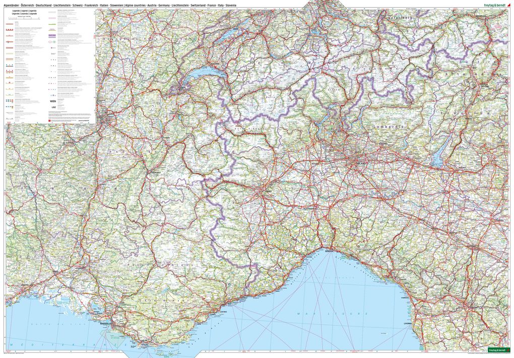 Weitere Ansicht: freytag & berndt Straßenkarte Alpenländer, Österreich - Deutschland - Schweiz - Frankreich - Italien - Slowenien 1:500.000