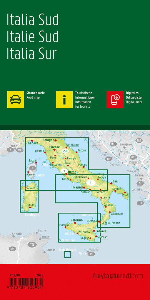 Weitere Ansicht: Italien Süd, Straßenkarte 1:500.000, freytag & berndt