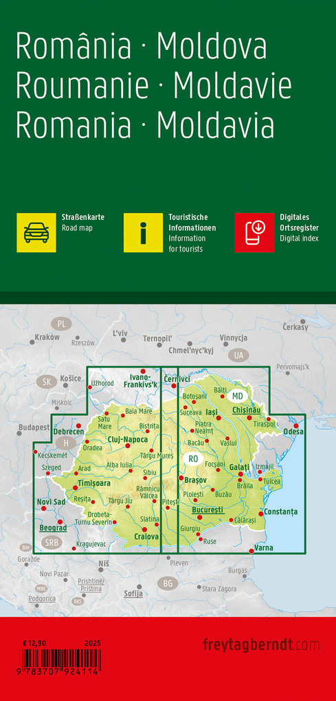 Weitere Ansicht: freytag & berndt Straßenkarte Rumänien - Moldau 1:500.000