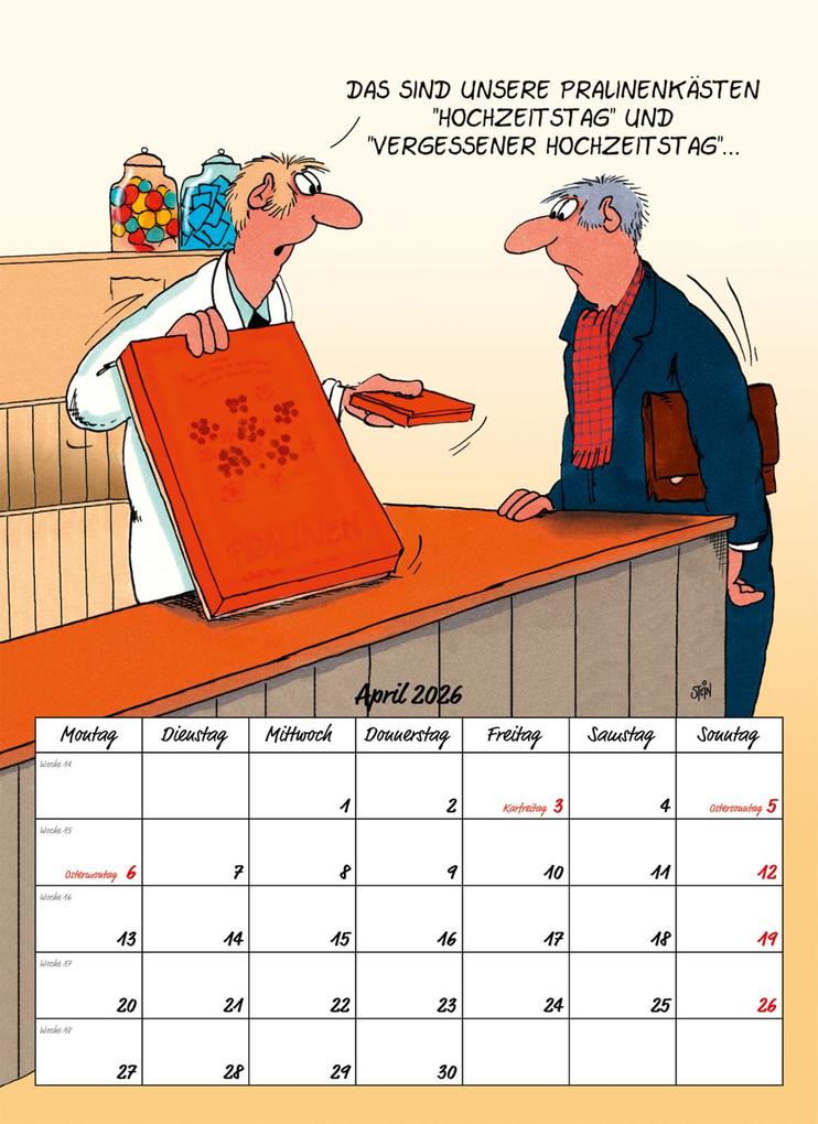 Weitere Ansicht: Uli Stein Rentnerkalender 2026: Monatskalender für die Wand | Uli Stein