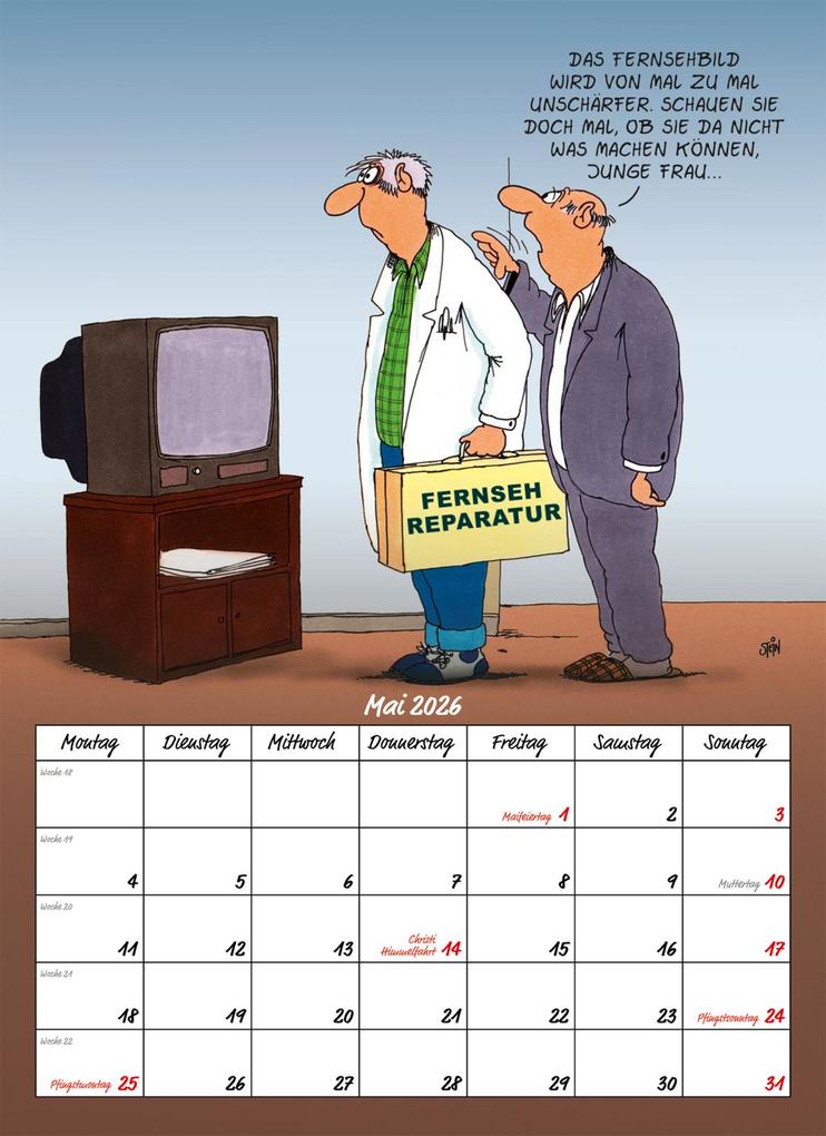 Weitere Ansicht: Uli Stein Rentnerkalender 2026: Monatskalender für die Wand | Uli Stein