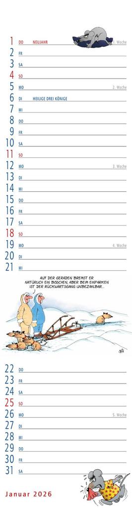 Weitere Ansicht: Uli Stein Streifenkalender 2026: Monatskalender für die Wand | Uli Stein