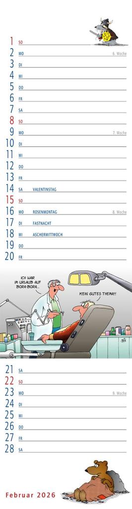 Weitere Ansicht: Uli Stein Streifenkalender 2026: Monatskalender für die Wand | Uli Stein