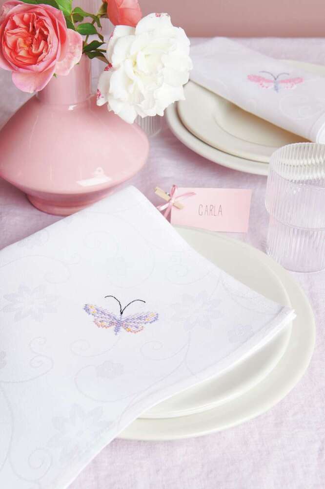 Weitere Ansicht: Stickpackung Gezählter Kreuzstich, Servietten mit Schmetterlingen