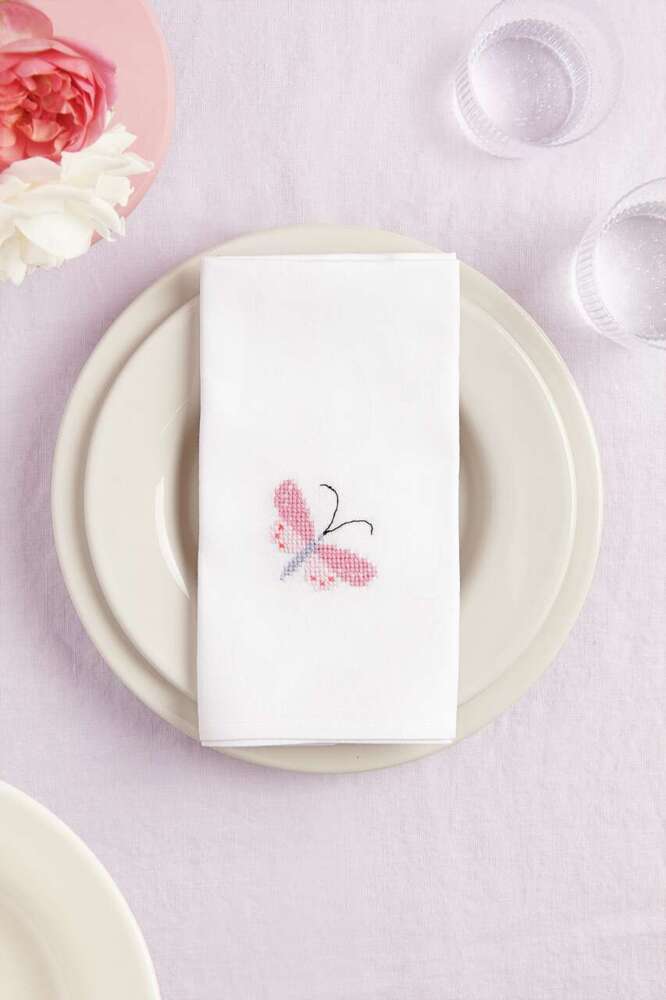 Weitere Ansicht: Stickpackung Gezählter Kreuzstich, Servietten mit Schmetterlingen