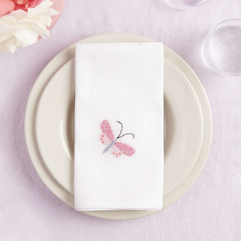 Weitere Ansicht: Stickpackung Gezählter Kreuzstich, Servietten mit Schmetterlingen