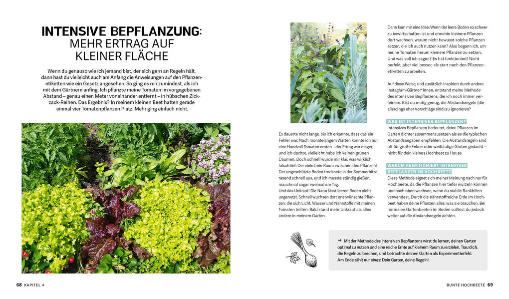 Weitere Ansicht: Bunte Beete - Einfach gärtnern mit intensiver Bepflanzung in Hochbeet und Freiland | Saskia Voigt