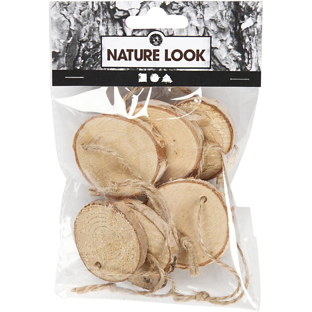 Weitere Ansicht: Creativ Company Holzscheiben mit Loch, D 35-45 mm, Dicke, 7 mm, 7 Stk