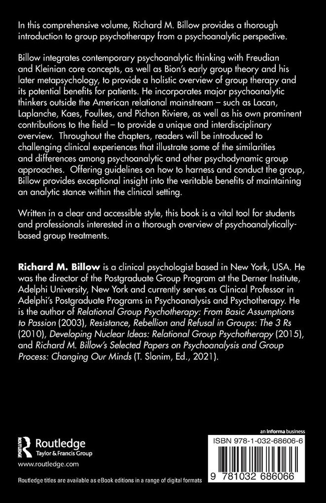 Weitere Ansicht: Psychoanalytic Group Psychotherapy | Richard M. Billow