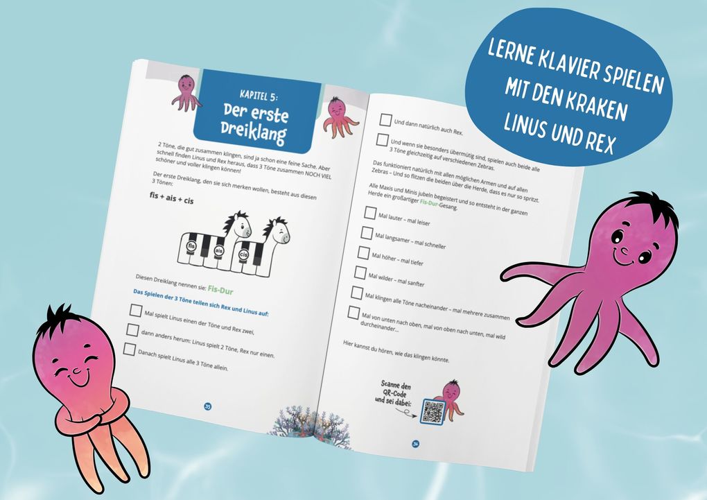 Weitere Ansicht: Musikspaß! Klavier lernen für Kinder mit den lustigen Kraken Linus & Rex | Elo Knorre, Elo von Knorre