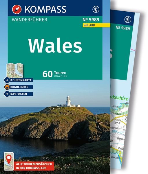 Produktbild: KOMPASS Wanderführer Wales, 60 Touren mit Extra-Tourenkarte | Oliver Lair