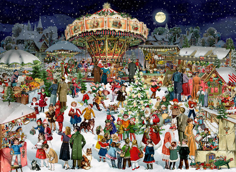 Produktbild: A3-Wand-Adventskalender - Nostalgischer Weihnachtsmarkt