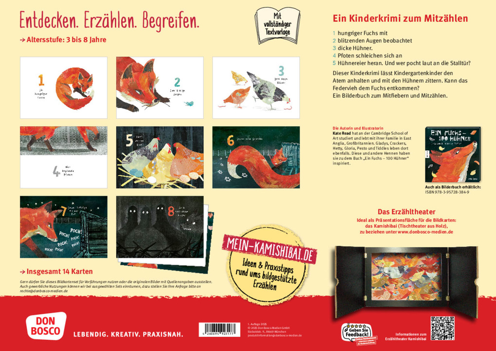 Weitere Ansicht: Ein Fuchs - hundert Hühner. Der Bildkarten-Thriller zum Mitzählen. Kamishibai Bildkartenset | Kate Read
