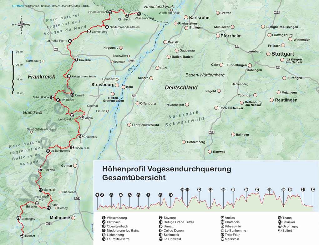 Weitere Ansicht: Frankreich: GR 53/GR 5 Vogesendurchquerung von Wissembourg nach Belfort | Nina Rühlig