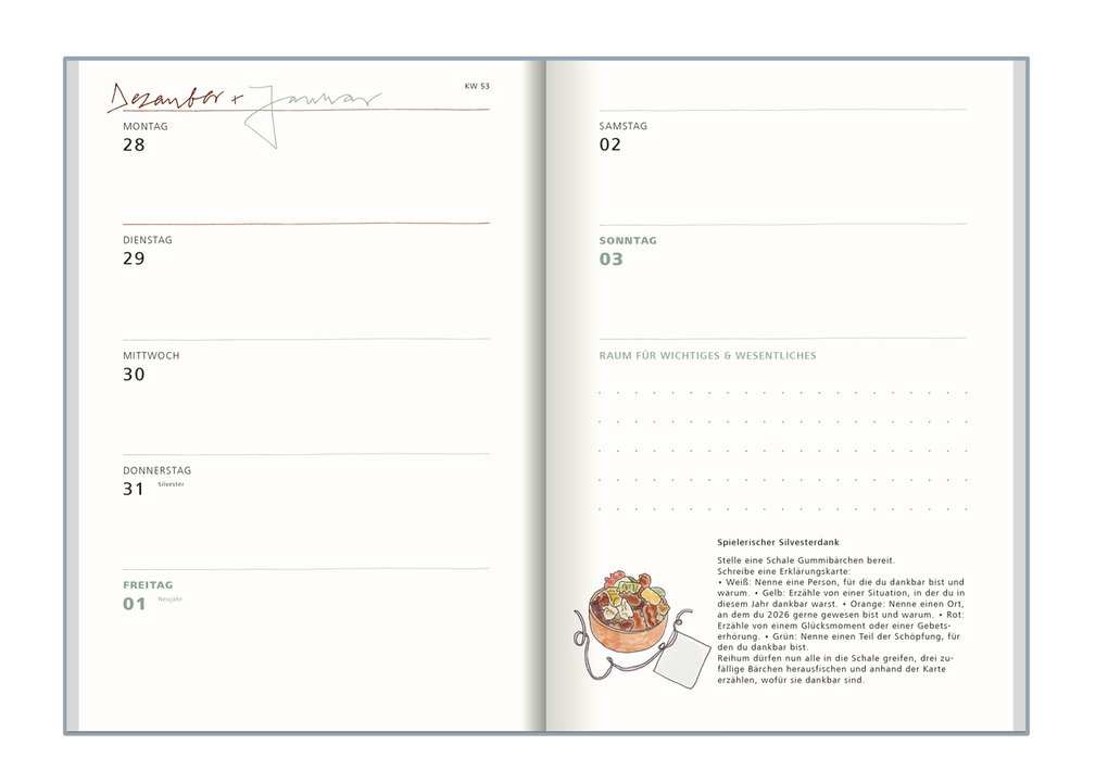 Weitere Ansicht: vergissmeinnicht 2026 - Taschenkalender | Anja Schäfer