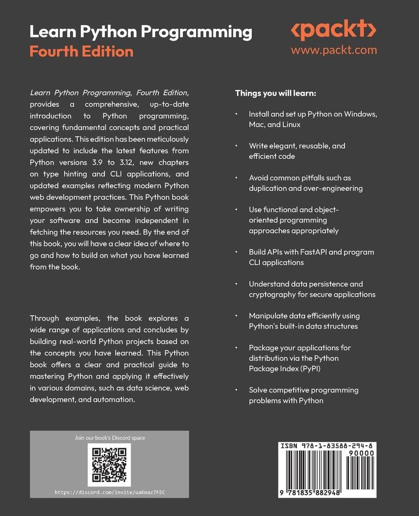 Weitere Ansicht: Learn Python Programming - Fourth Edition | Fabrizio Romano, Heinrich Kruger