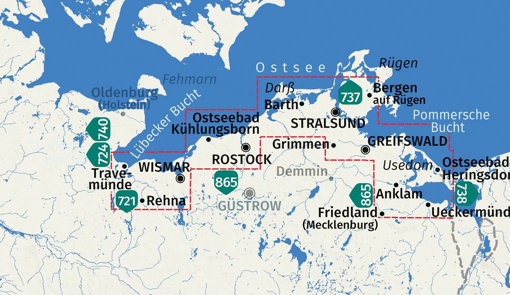 Weitere Ansicht: KOMPASS Wanderkarten-Set 739 Ostseeküste, von Wismar bis Usedom (3 Karten) 1:50.000