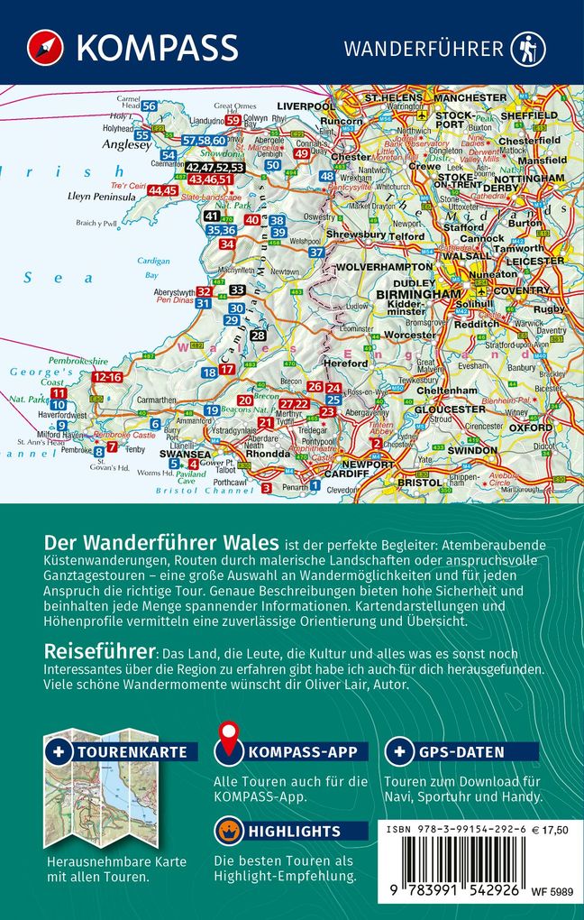 Weitere Ansicht: KOMPASS Wanderführer Wales, 60 Touren mit Extra-Tourenkarte | Oliver Lair
