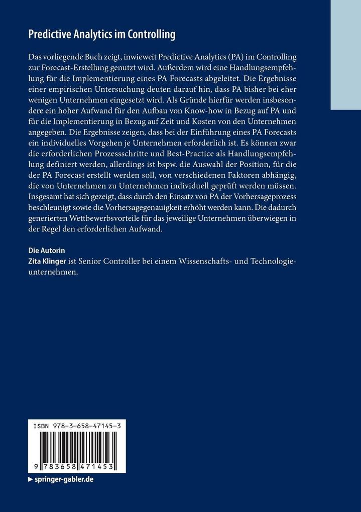 Weitere Ansicht: Predictive Analytics im Controlling | Zita Klinger