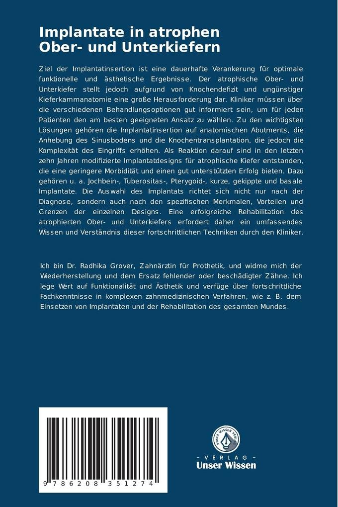 Weitere Ansicht: Implantate in atrophen Ober- und Unterkiefern | Radhika Grover, Uma Mayoor Prabhu