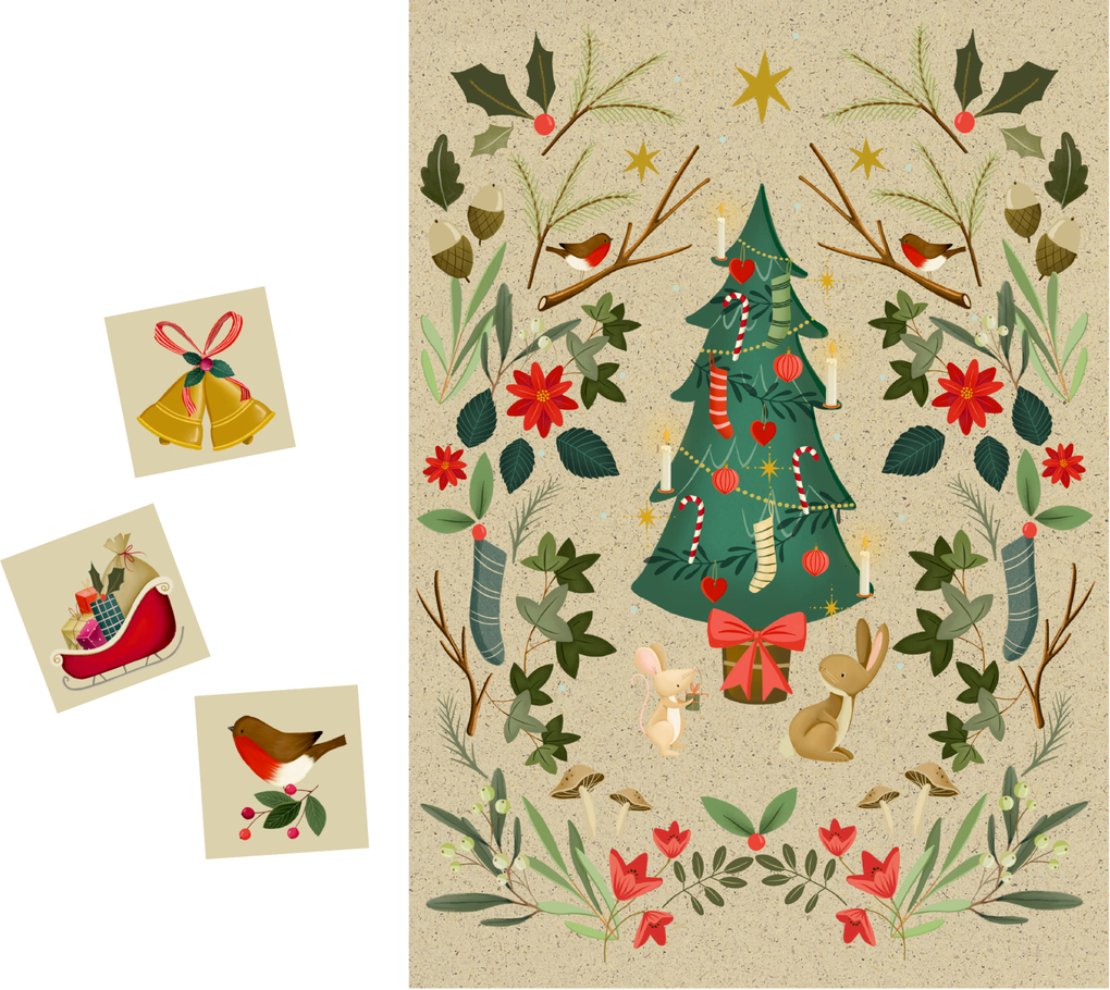 Weitere Ansicht: A5-Graspapier-Adventskalender - Weihnachtszauber