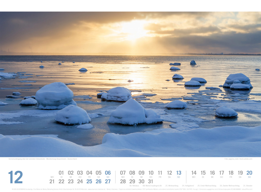 Weitere Ansicht: Ostsee ReiseLust Kalender 2026 | von Flensburg bis nach Usedom | Ackermann Kunstverlag GmbH