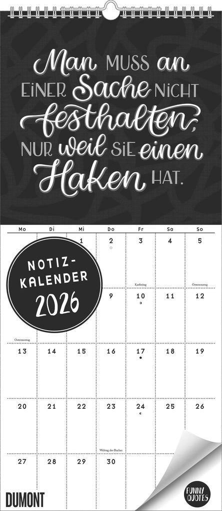 Produktbild: Funny Quotes Notizkalender 2026 - Typo-Planer - Format 22 x 49,5 cm | DUMONT Kalenderverlag GmbH & Co. KG