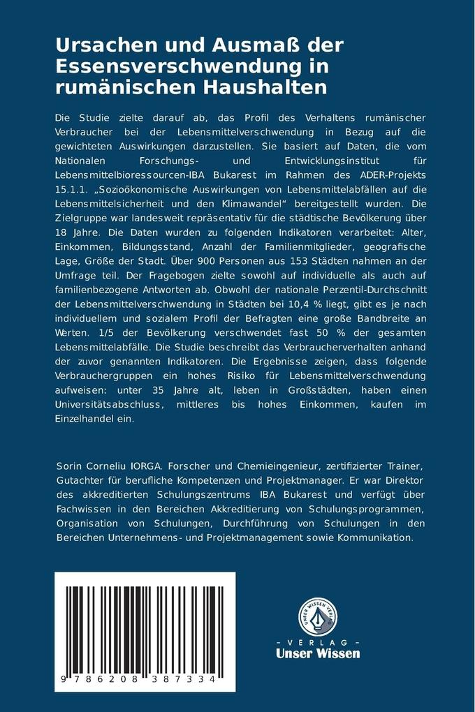 Weitere Ansicht: Ursachen und Ausmaß der Essensverschwendung in rumänischen Haushalten | Sorin Iorga, Mona Elena, Oana Mihaela Dumitru