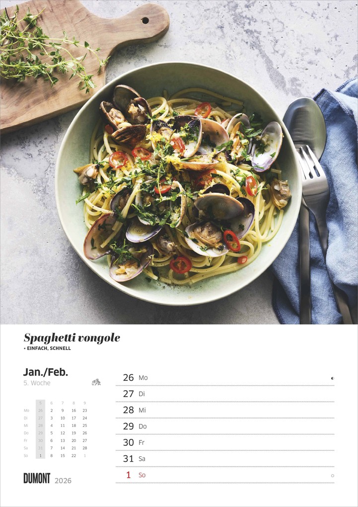 Weitere Ansicht: DUMONT - essen & trinken 2026 - Küchenkalender mit 12 Rezepten aus der Zeitschrift "essen & trinken", kulinarische Inspiration für jeden Monat | DUMONT Kalenderverlag GmbH & Co. KG, Deutsche Medien-Manufaktur GmbH & Co. KG