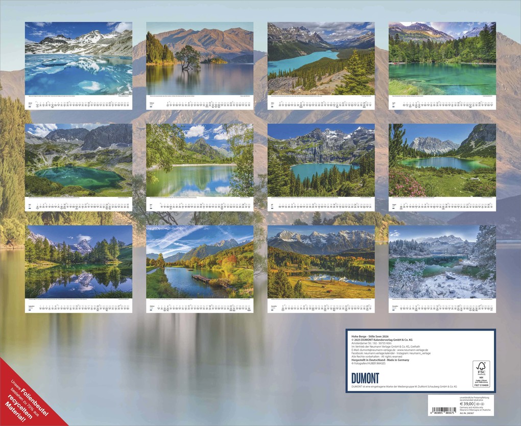 Weitere Ansicht: Hohe Berge - Stille Seen 2026 - Wandkalender 52 x 42,5 cm - Spiralbindung | DUMONT Kalenderverlag GmbH & Co. KG