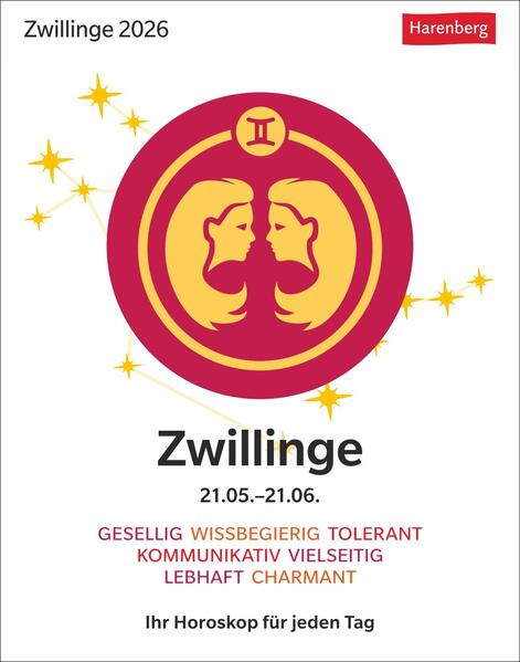 Produktbild: Zwillinge Sternzeichenkalender 2026 - Tagesabreißkalender - Ihr Horoskop für jeden Tag | Robert Satorius