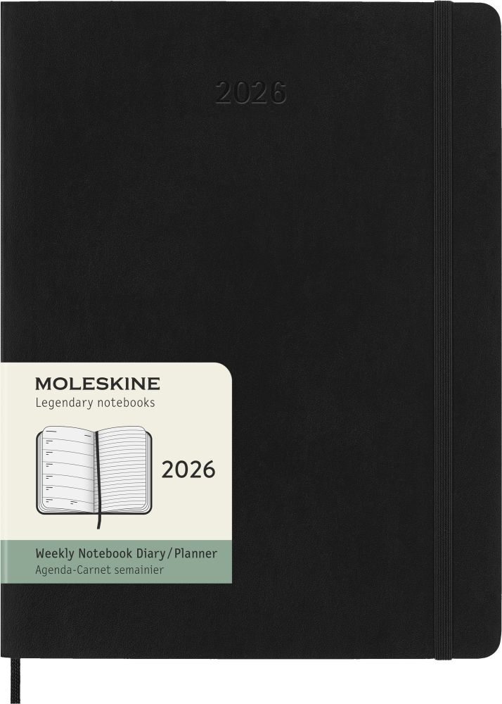 Weitere Ansicht: Moleskine 12 Monate Wochen Notizkalender 2026, XL, 1 Wo = 1 Seite, rechts linierte Seite, Weicher Einband, Schwarz