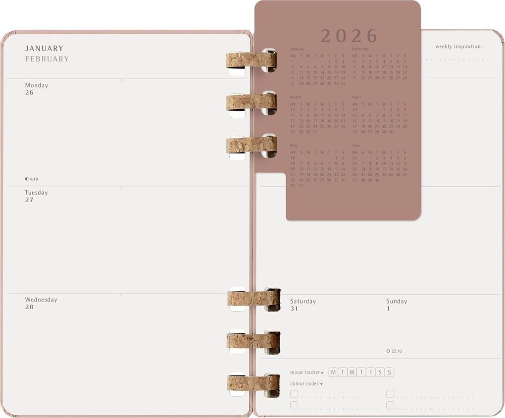 Weitere Ansicht: Moleskine 12 Monate Planer mit Spiralbindung, L/A5, Fester Einband, Mandelbraun