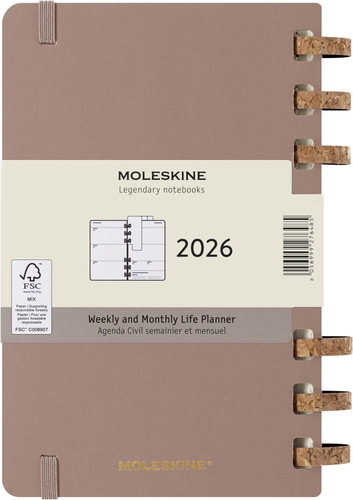 Weitere Ansicht: Moleskine 12 Monate Planer mit Spiralbindung, L/A5, Fester Einband, Mandelbraun